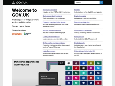 GOV.UK homepage