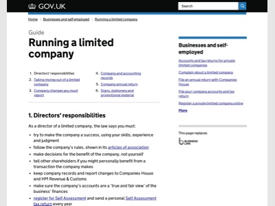 GOV.UK - Running a limited company