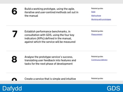 6: Build a working prototype; 7: Establish performance benchmarks; 8: Analyse the prototype service’s success