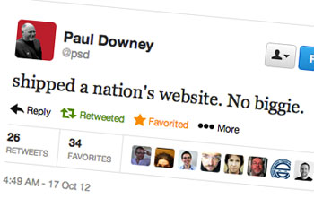 Paul Downey’s tweet launching GOV.UK